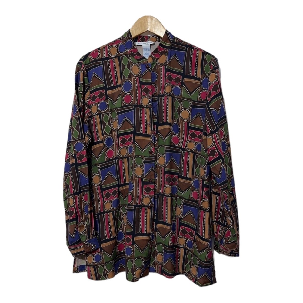 Anna and Frank Vintage Silk Button Front Shirt Womens Size Large